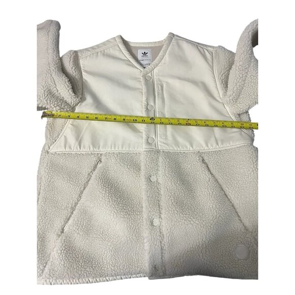 Adidas Wings & Horn Off White Sherpa Jacket Coat Men Size L Button Down Front - Picture 11 of 12